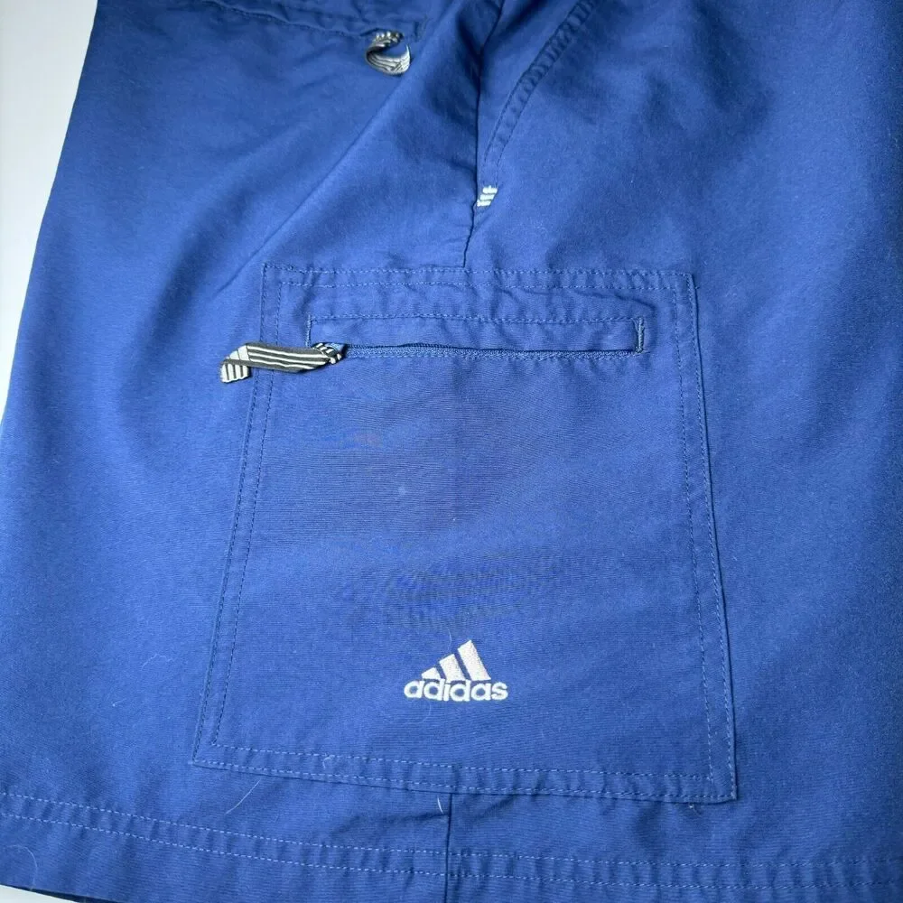 Vintage Y2K Adidas Mens Small Blue Cargo Pockets‎ Sport Shorts 2001 Athleisure